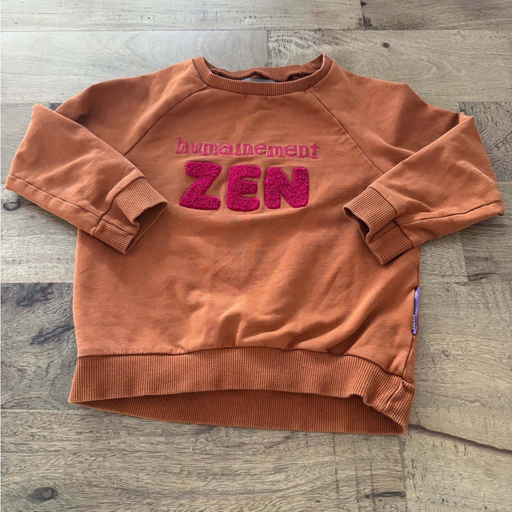 Souris Mini brown Sweatshirt with Pink 'ZEN' Design size 3
